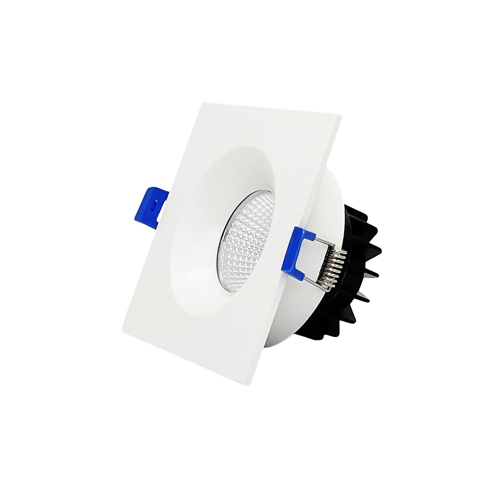 3.5" 5CCT LED Square Baffle Recessed Fixture (Fix Angle) - White